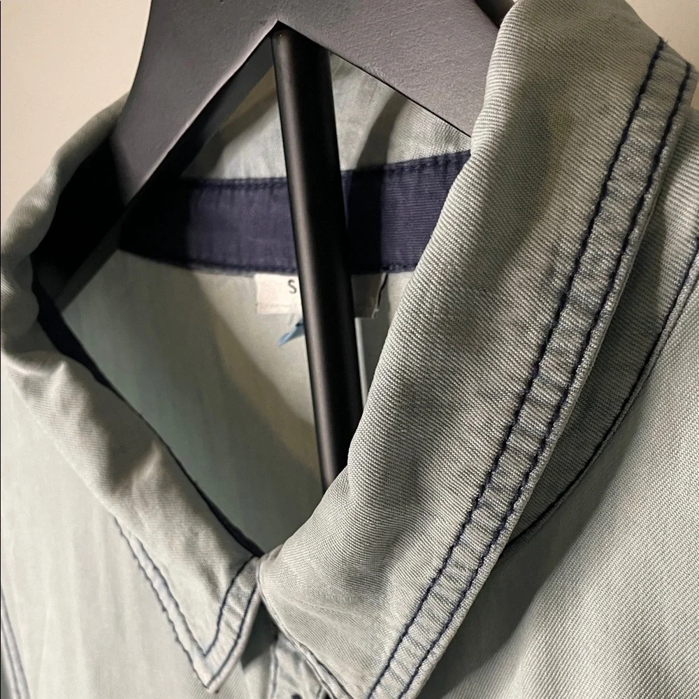 Serra Light Blue Casual Button-Down Dress - Picture 8 of 9